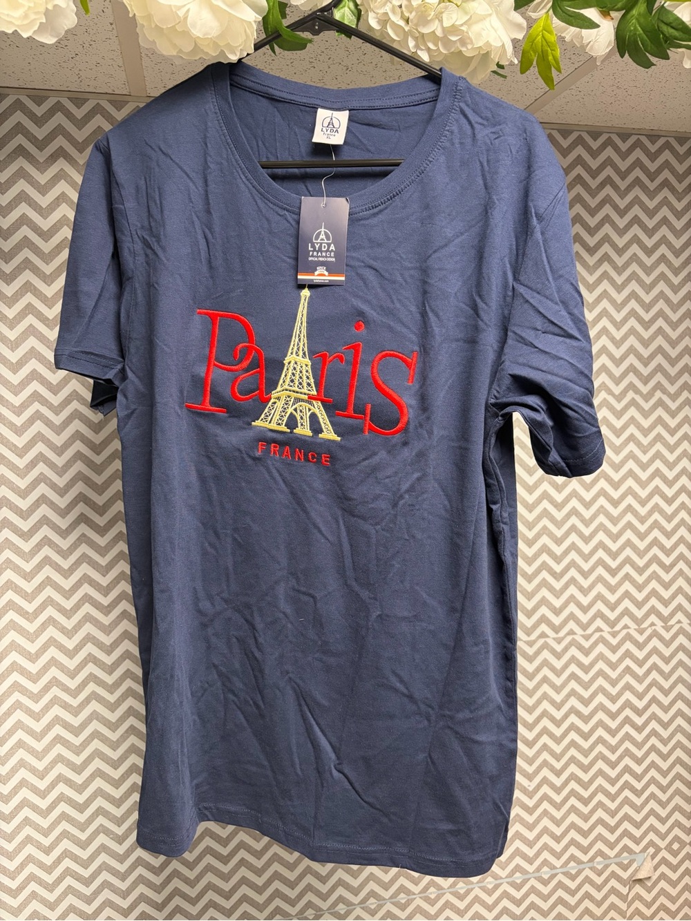 NEW Paris Embroidered Navy T-Shirt NWT